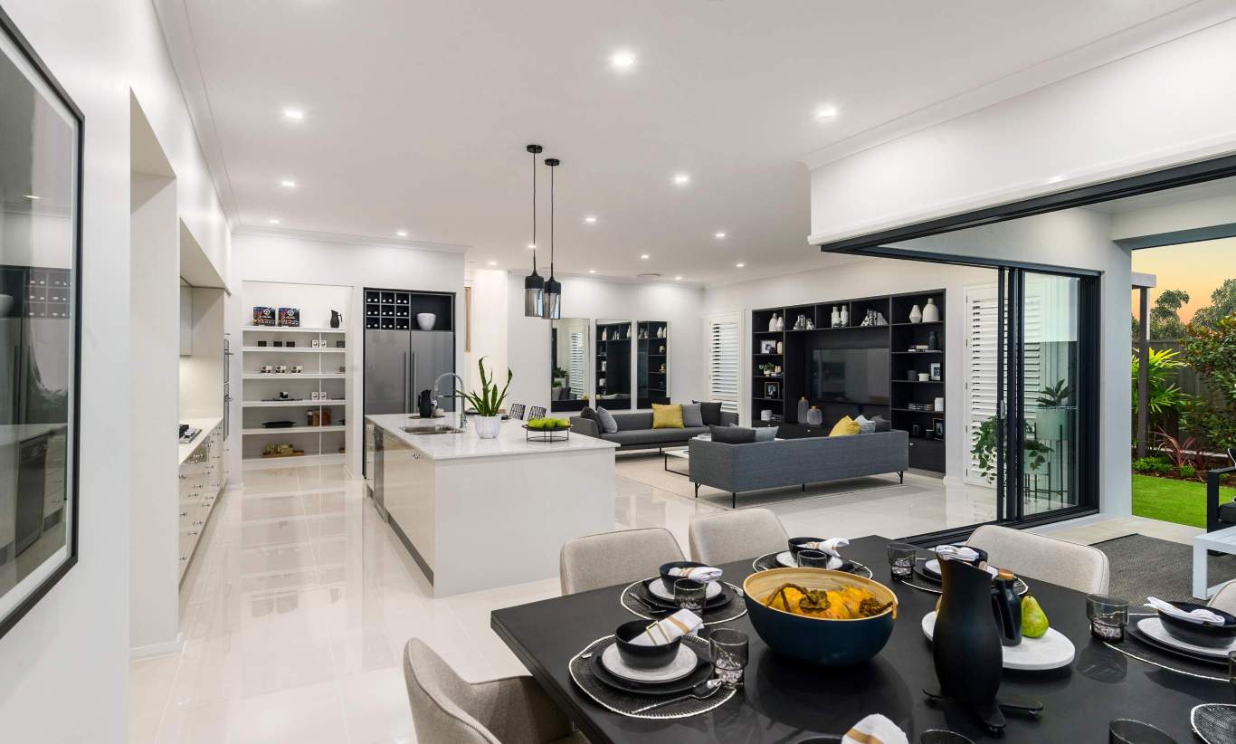 Dining, Kitchen, Living - Seaview Display Home at Billy's Lookout - McDonald Jones