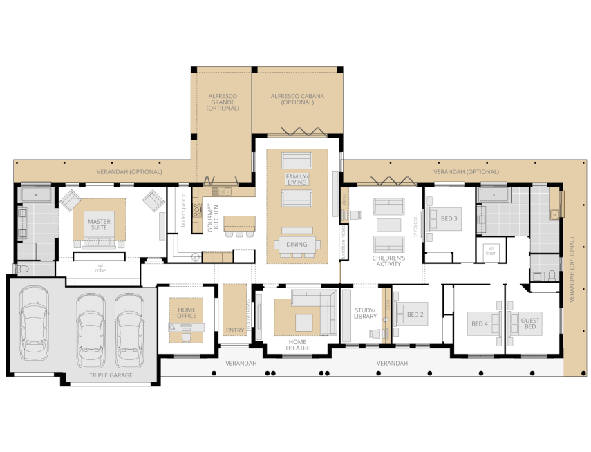 Bronte Executive Grande Manor One- Acreage Floor Plan Upgrade- McDonald Jones