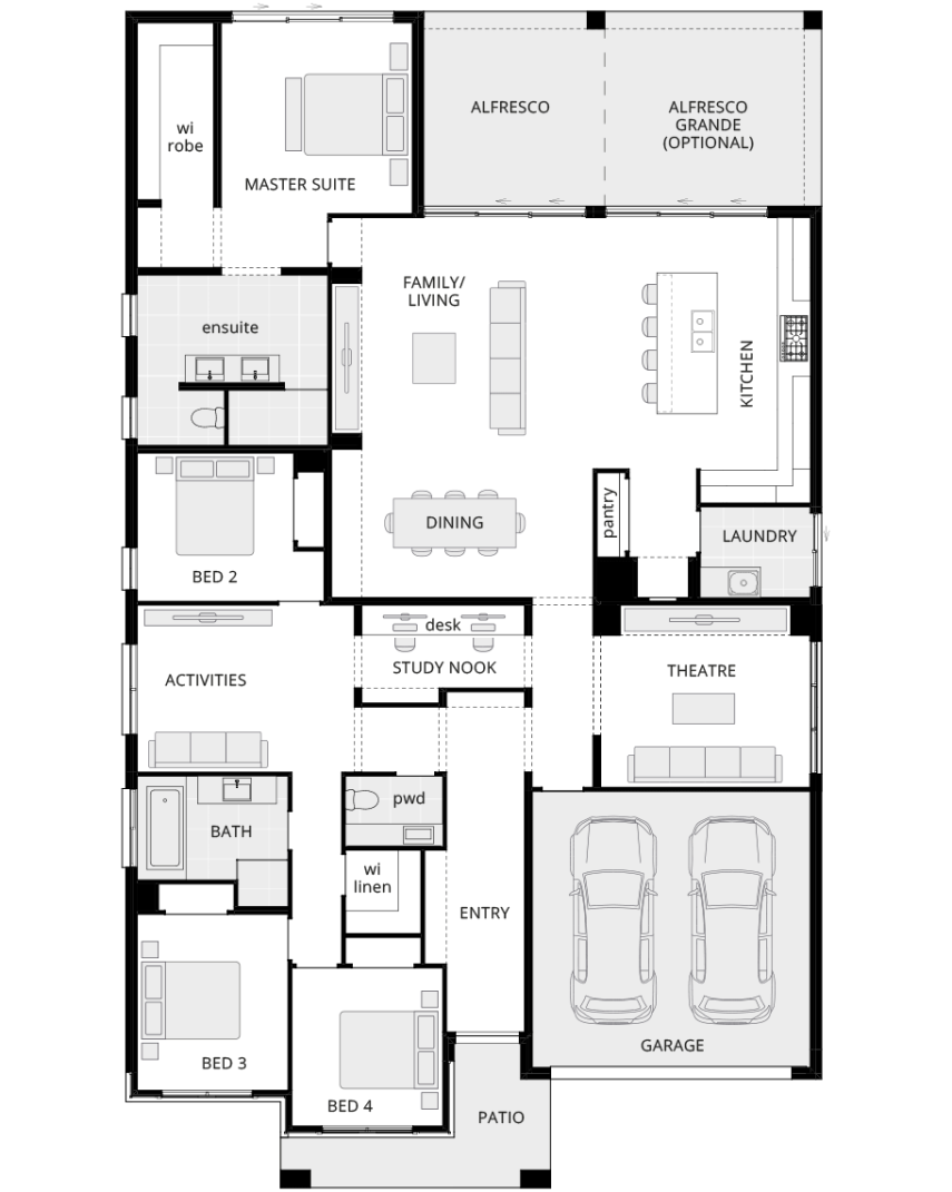 single storey home design miami executive standard floorplan rhs