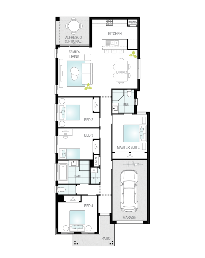 Floor Plan - Zamora Three - Narrow Block Home - McDonald Jones