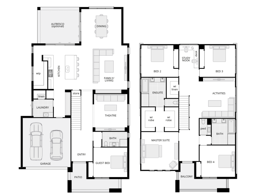 Saxonvale 45 - Two Storey Four Bedroom House Plan