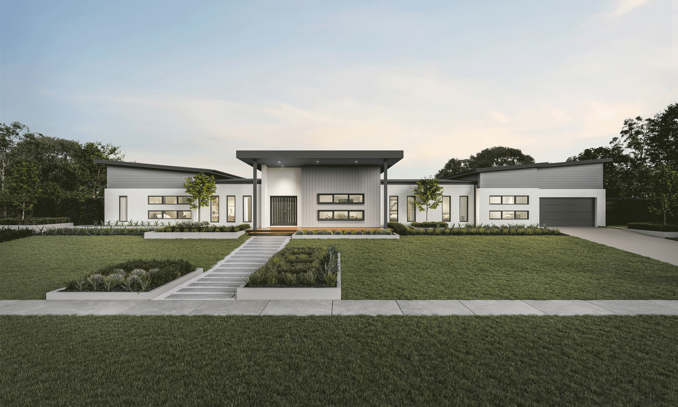 Hermitage - Sapphire Facade single storey acreage home design with sapphire facade