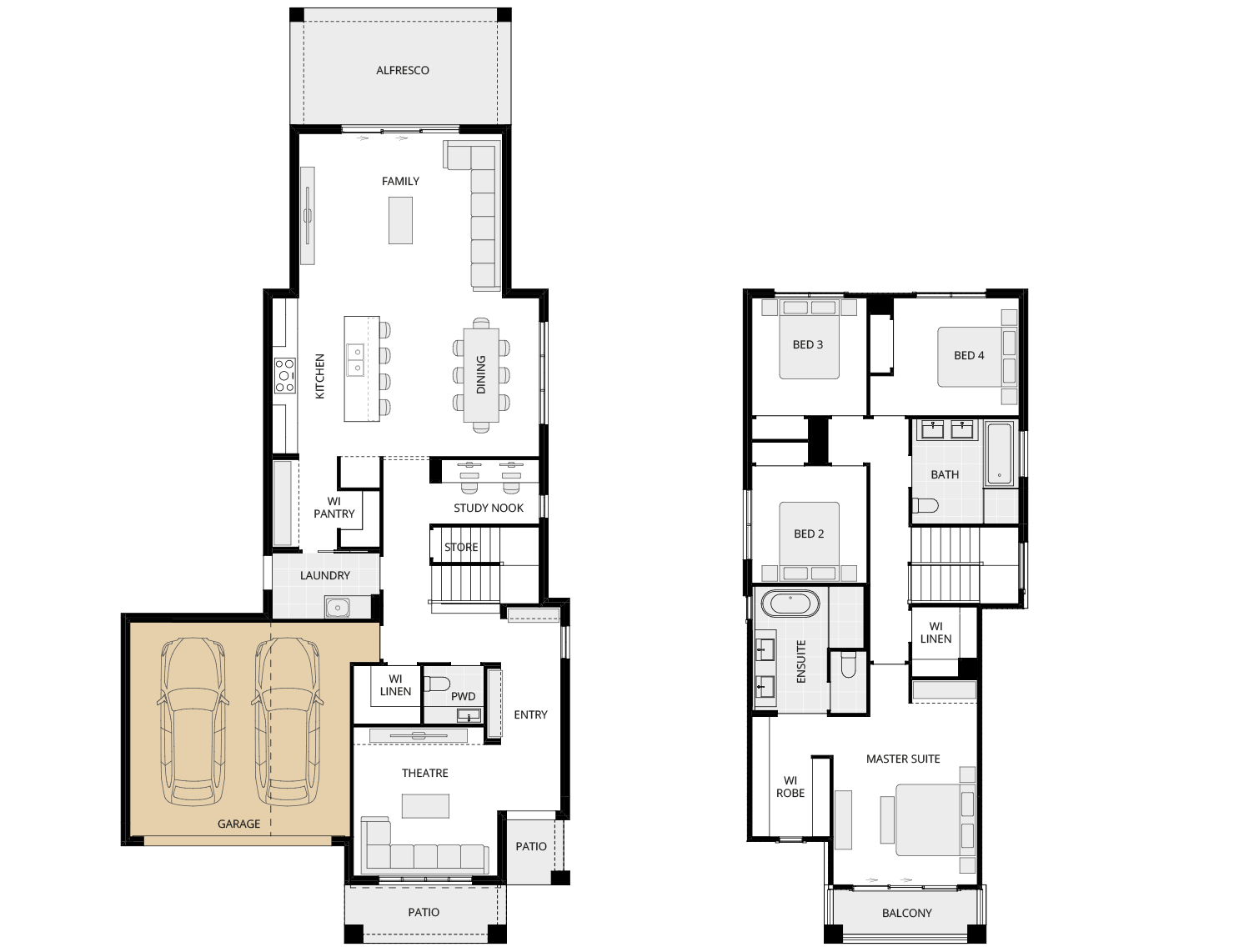 Aria 28 One - Option Floorplan double garage rhs two storey home design aria 28 one option floorplan double garage rhs