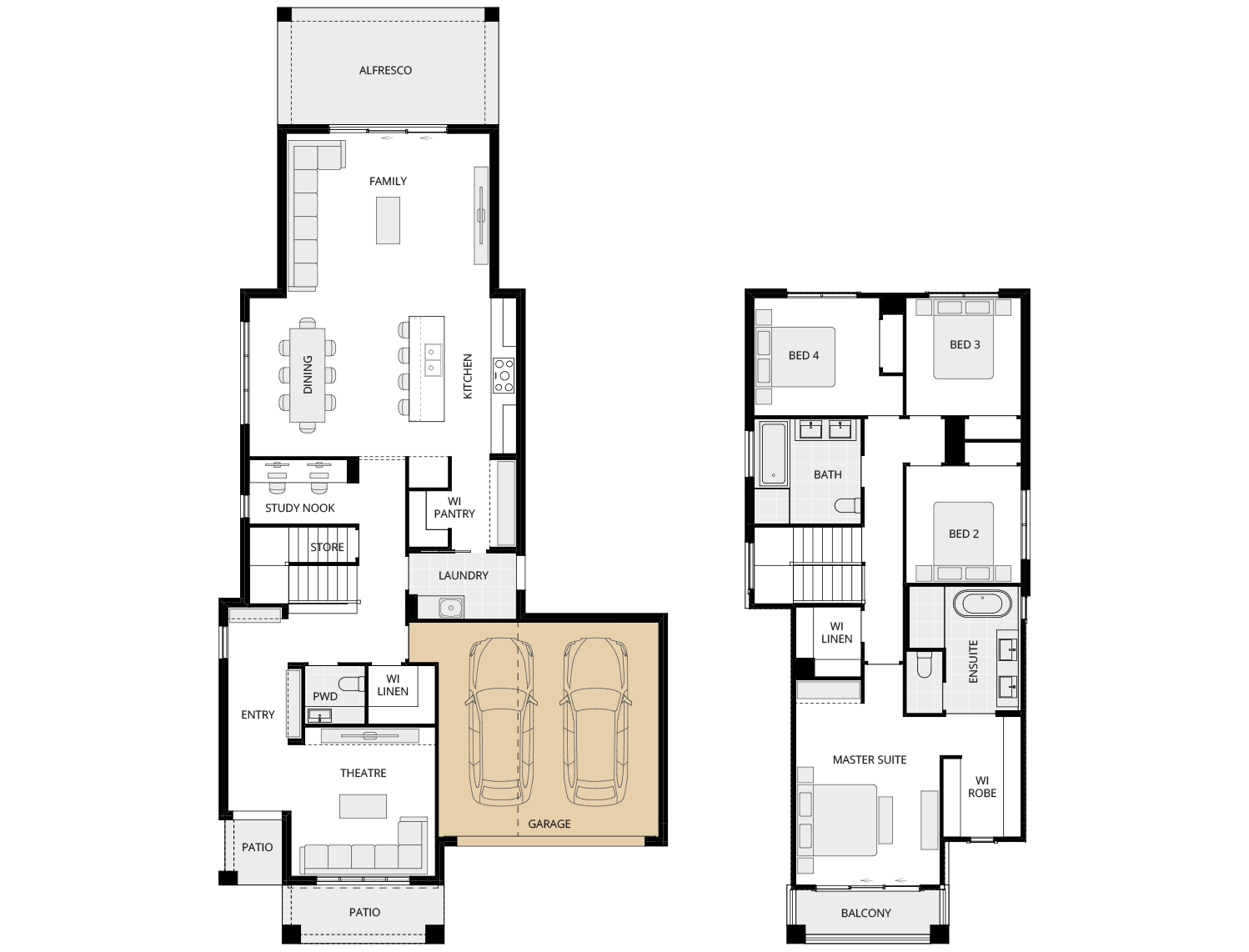 Aria 28 One - Option Floorplan double garage rhs two storey home design aria 28 one option floorplan double garage rhs
