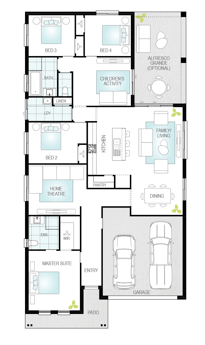 Almeria Five- Single Storey Floor Plan- McDonald Jones