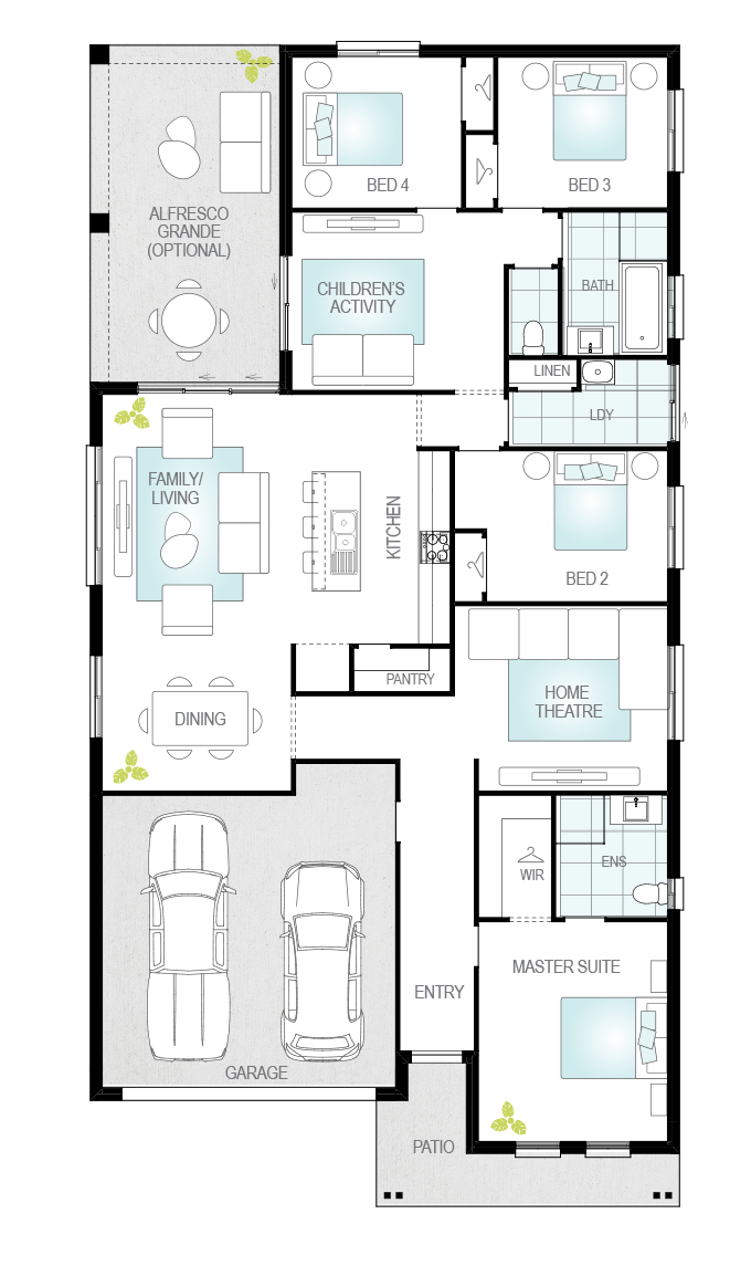 Almeria Five- Single Storey Floor Plan- McDonald Jones