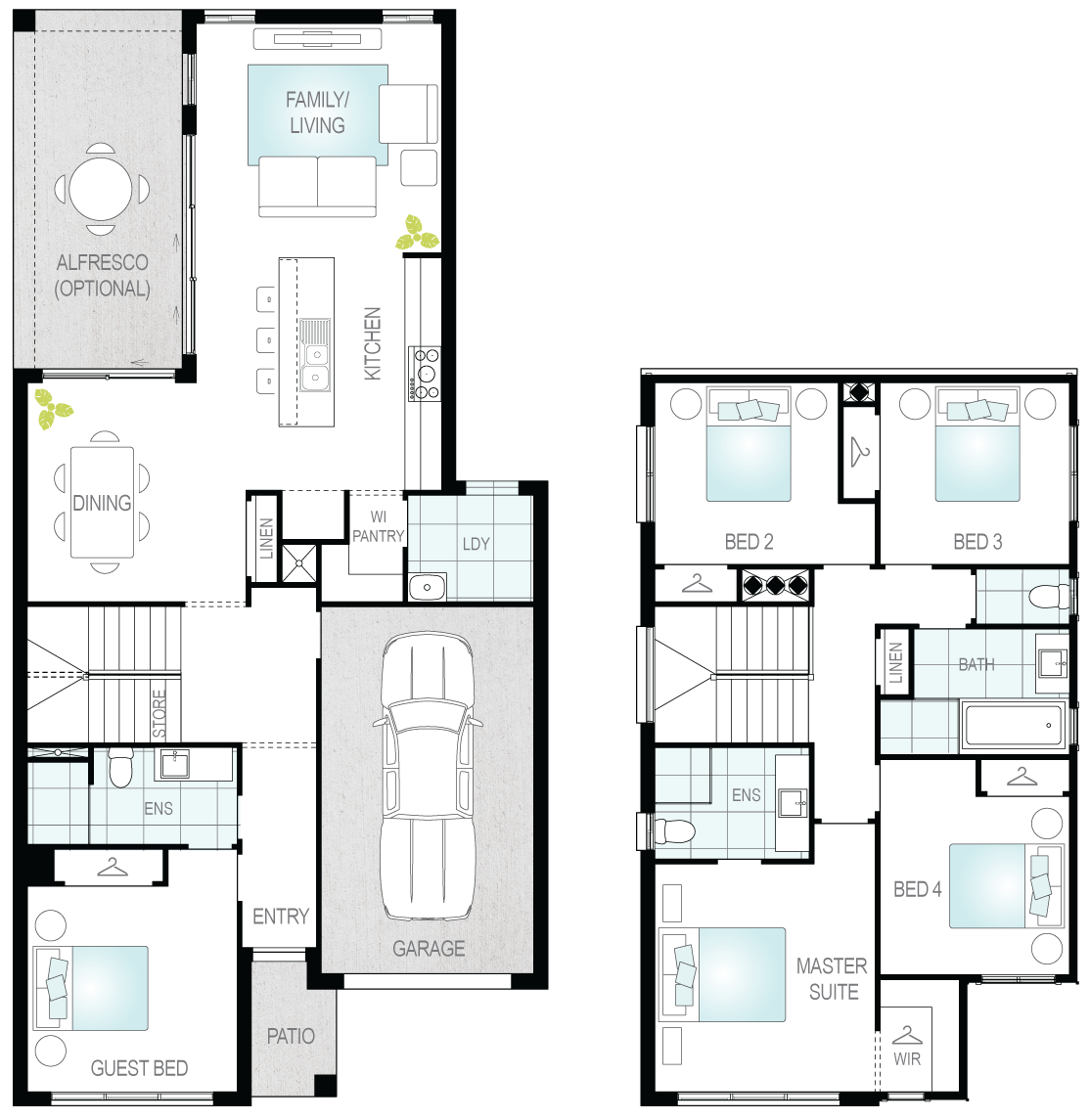 Daytona Two- Two Storey Floor Plan- McDonald Jones