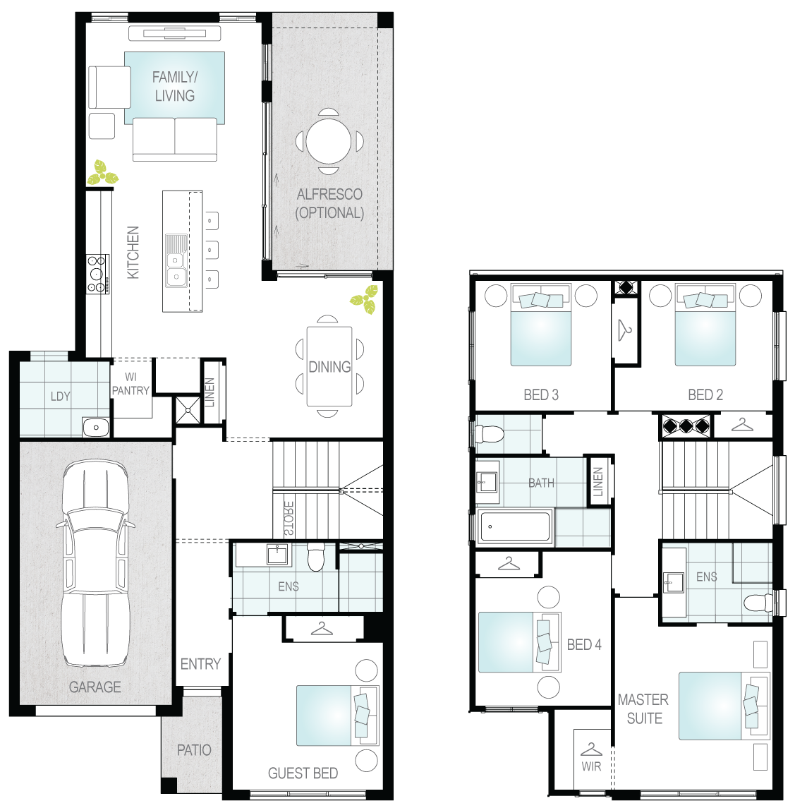 Daytona Two- Two Storey Floor Plan- McDonald Jones