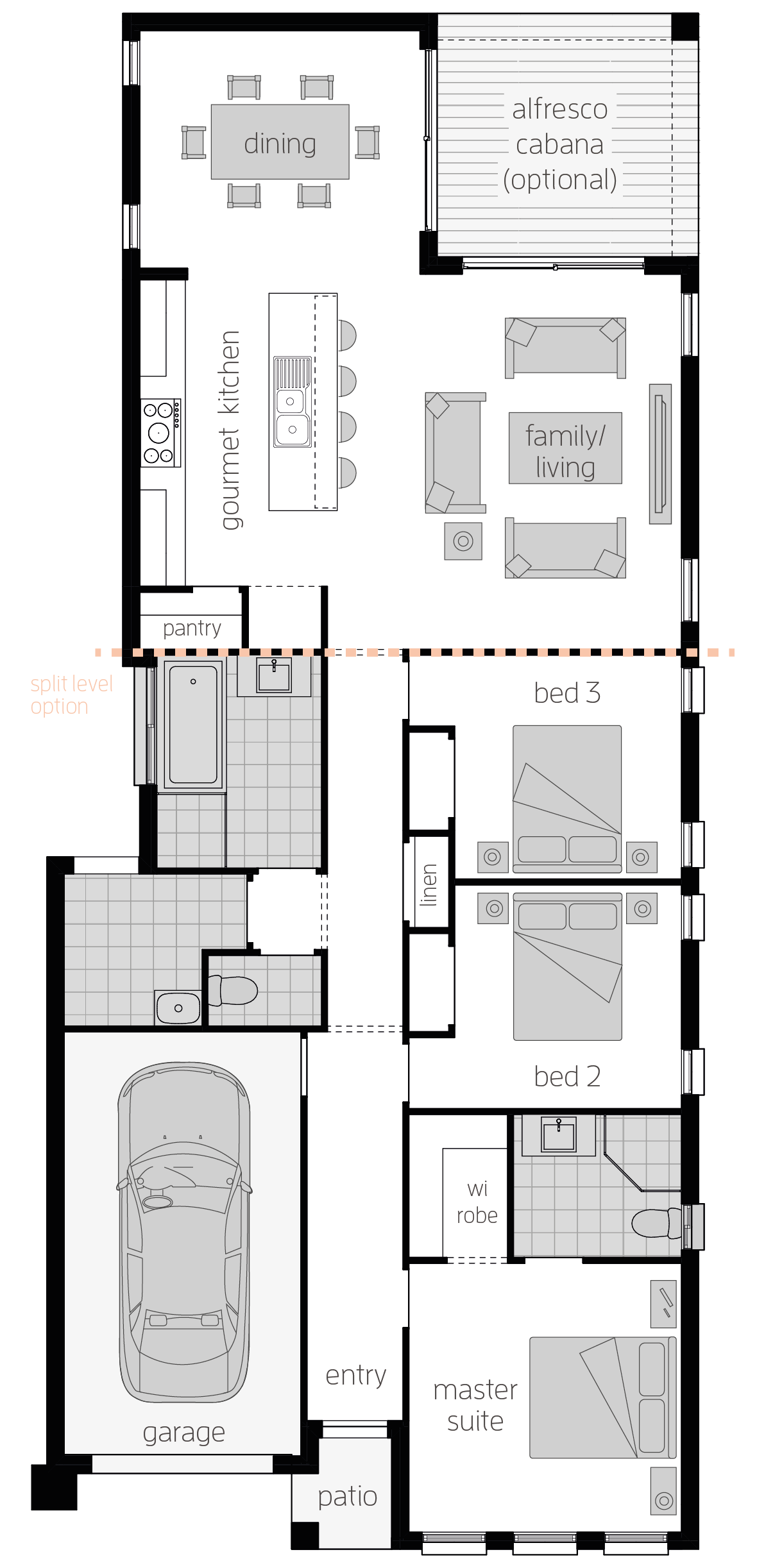 Hamilton Three- Single Storey Floor Plan - McDonald Jones
