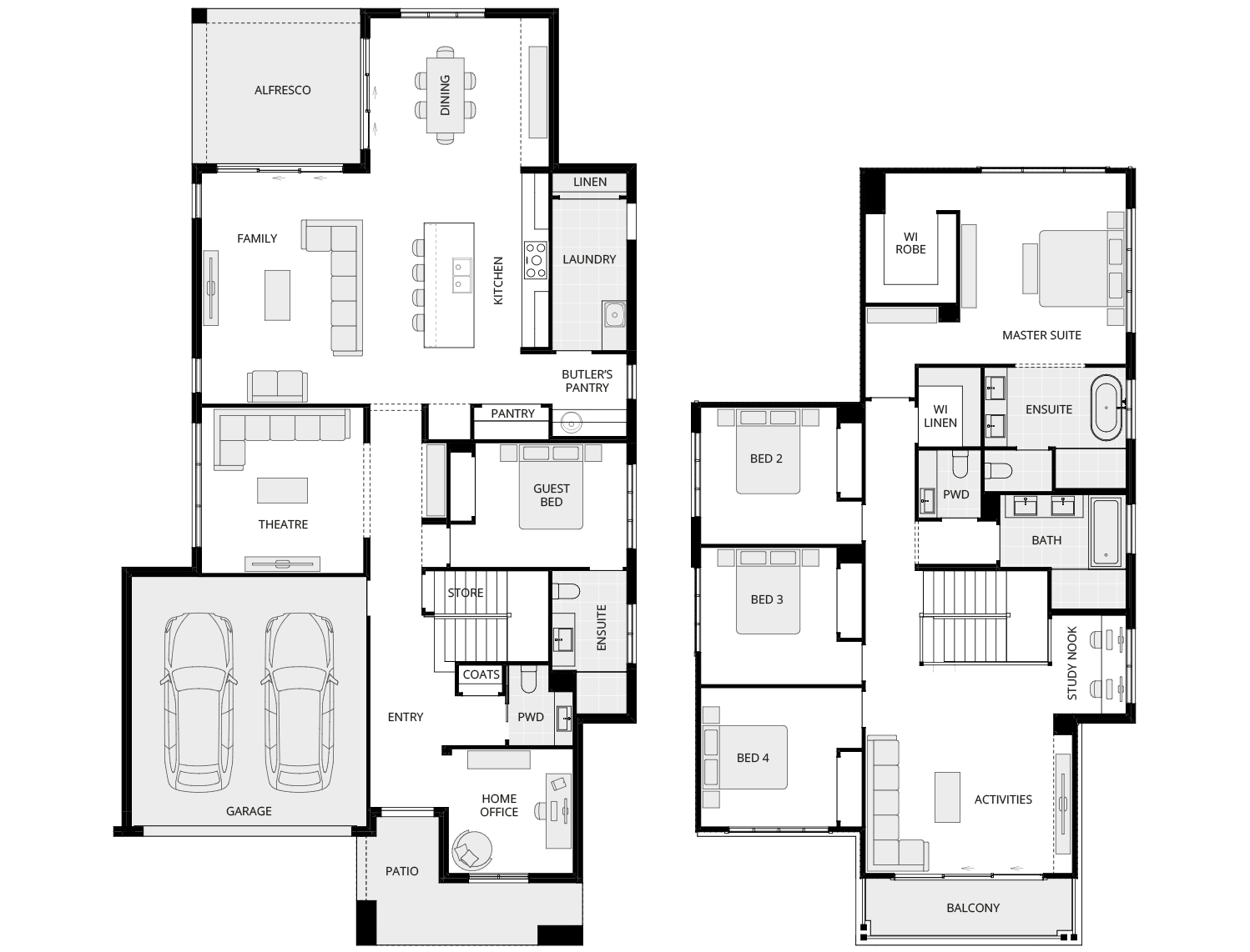 Allora 40 One - Standard Floorplan rhs two storey home design allora 40 one standard floorplan rhs