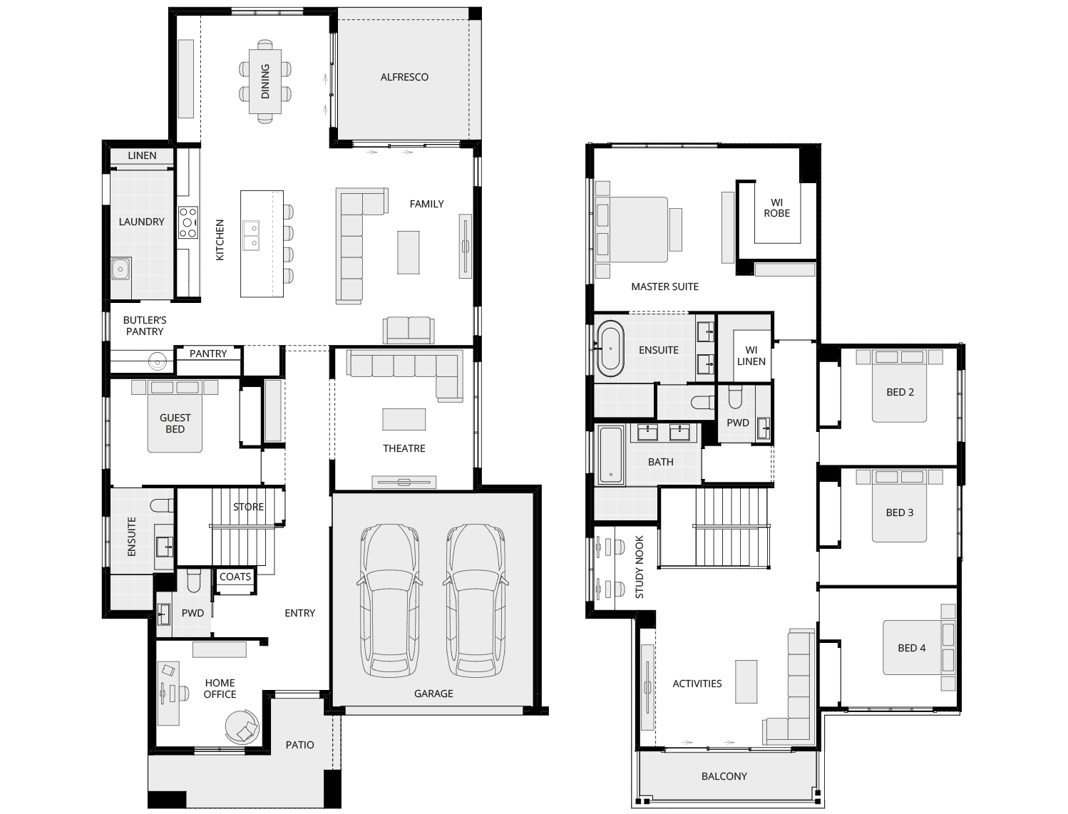 Allora 40 One - Standard Floorplan rhs two storey home design allora 40 one standard floorplan rhs
