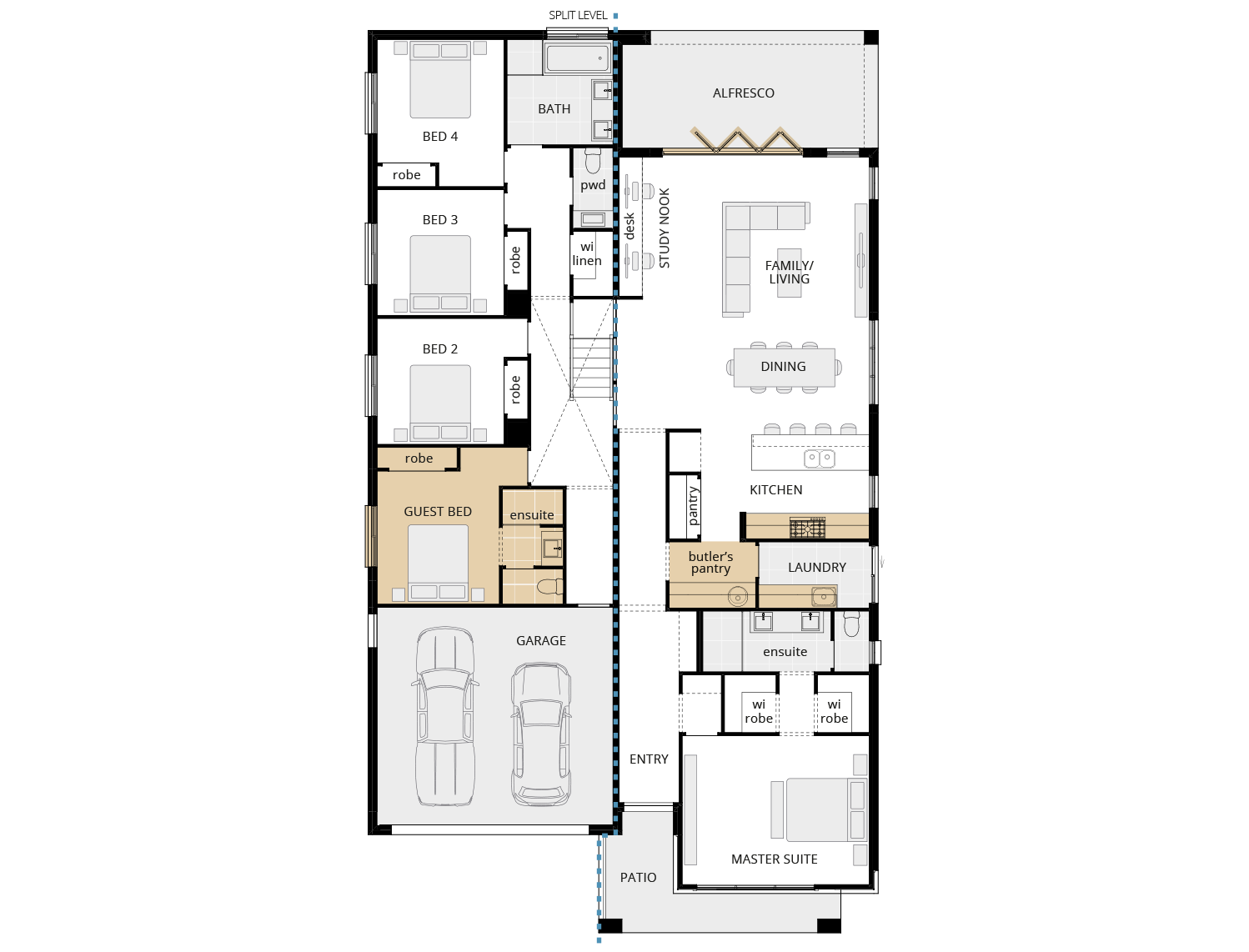 home design darlington split level upgrade floorplan rhs