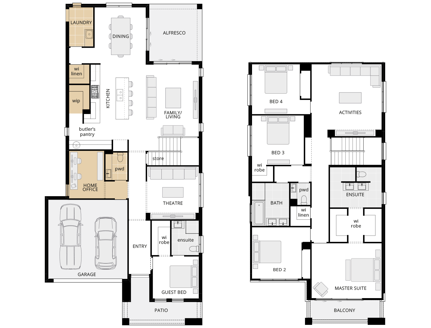 two storey home design upgrade option manhattan 38 home office with rear laundry rhs