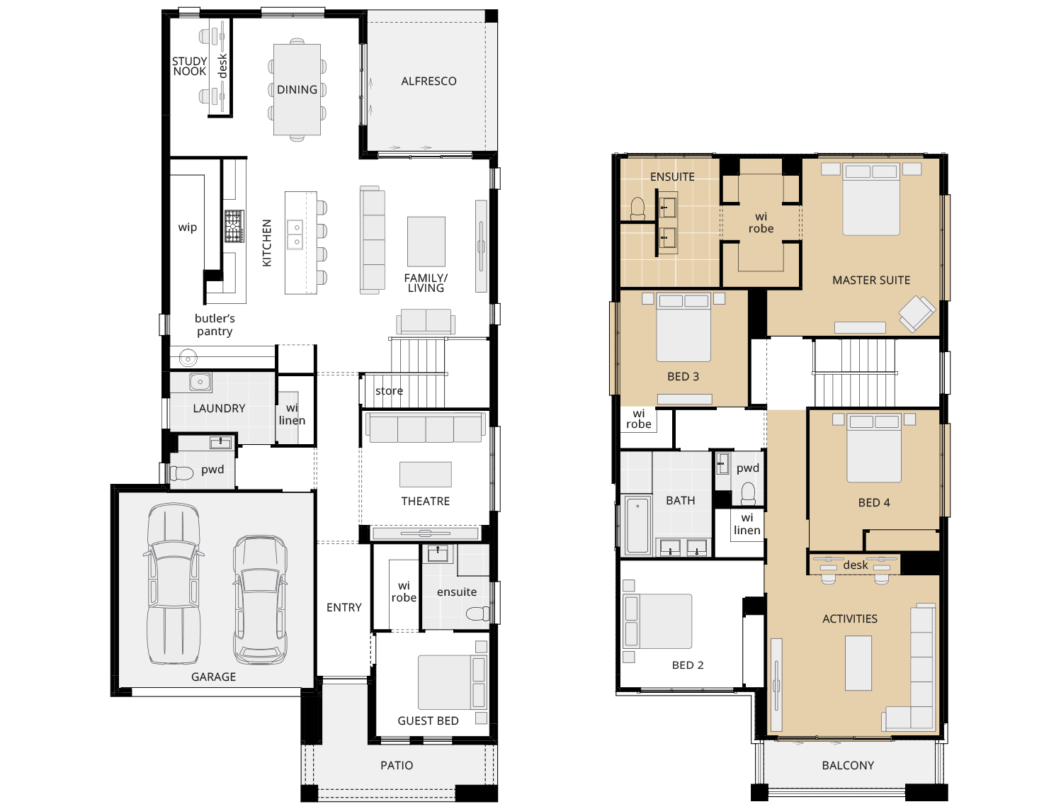 two storey home design manhattan 38 upgrade option mirrored master suite rhs
