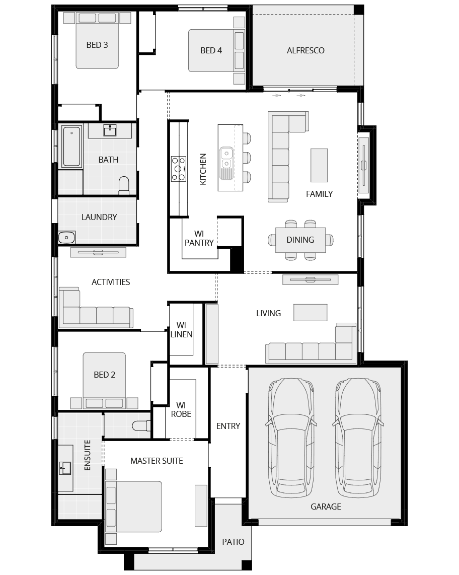 single storey home design essence amalfi floorplan rhs