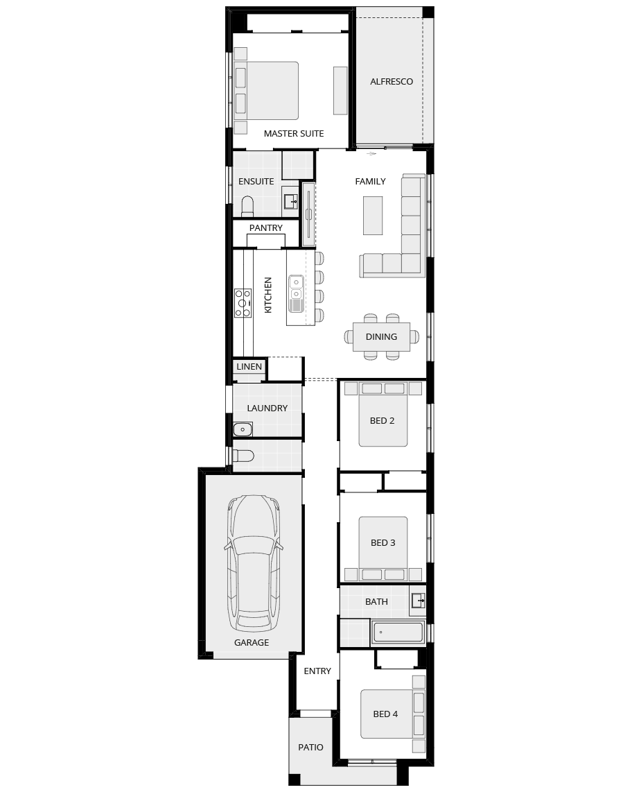 Single storey home design everyday benaco one standard floor plan rhs