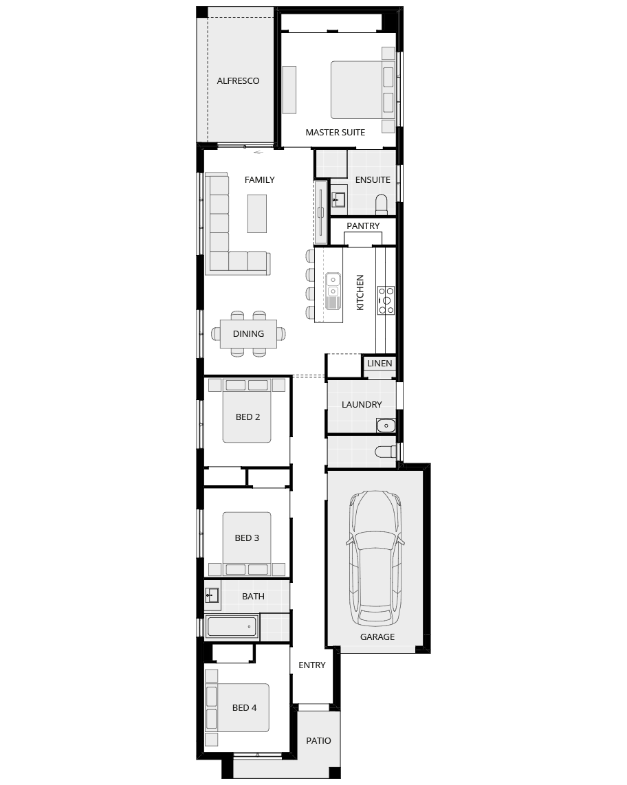 Single storey home design everyday benaco one standard floor plan rhs