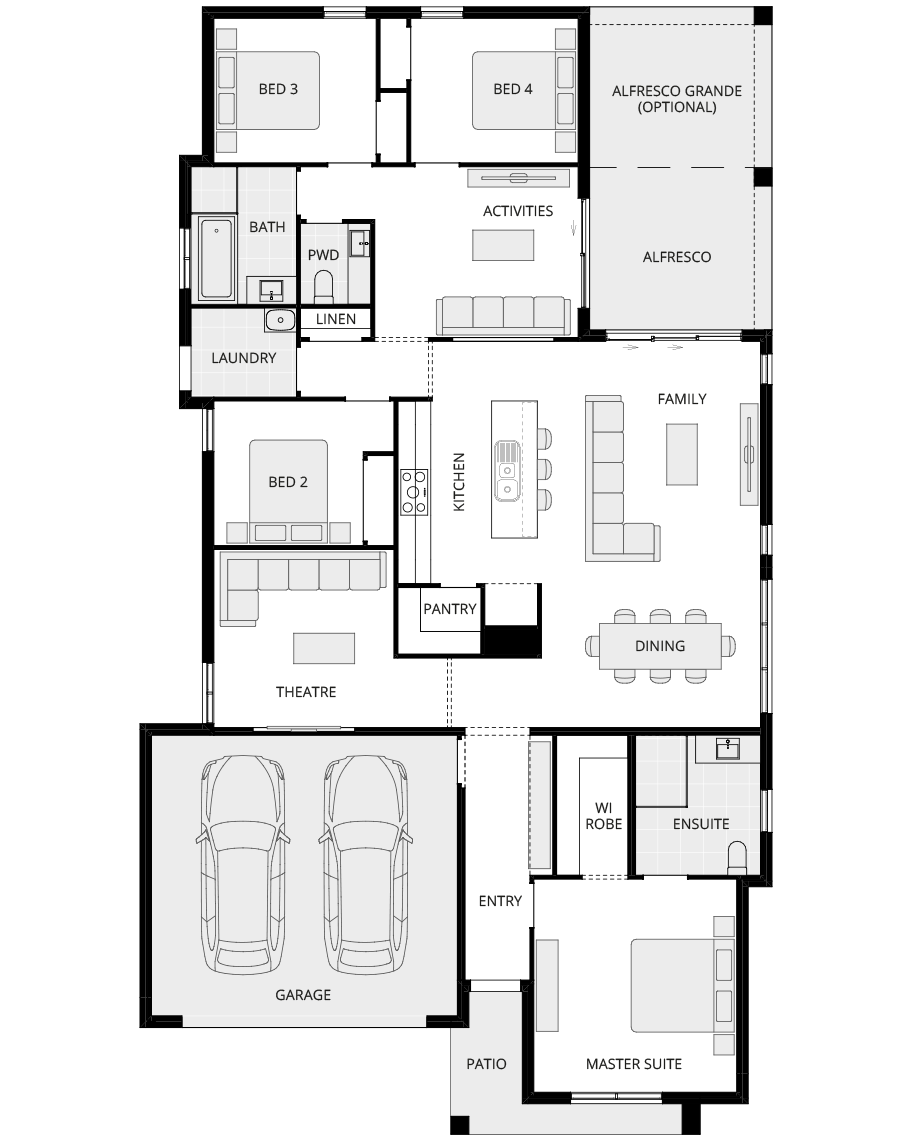 DeLorean One - Essence floorplan lhs single storey home design essence delorean one floorplan lhs