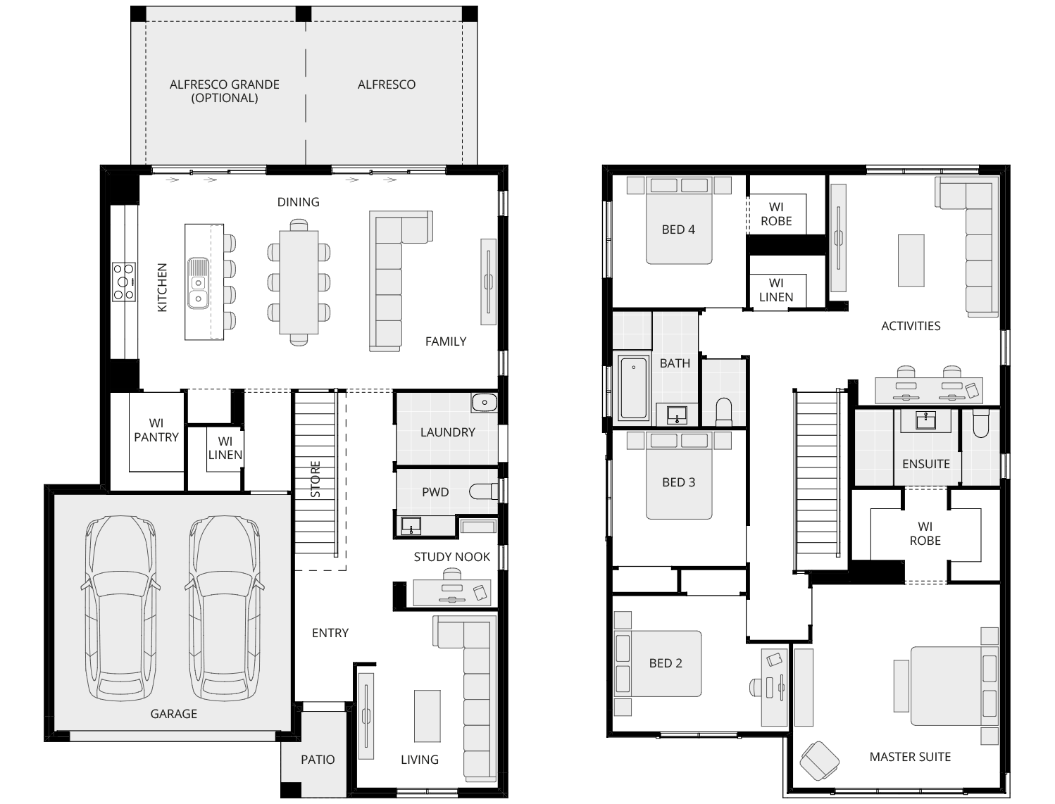Enzo One - Essence floorplan rhs two storey home design essence enzo one floorplan rhs