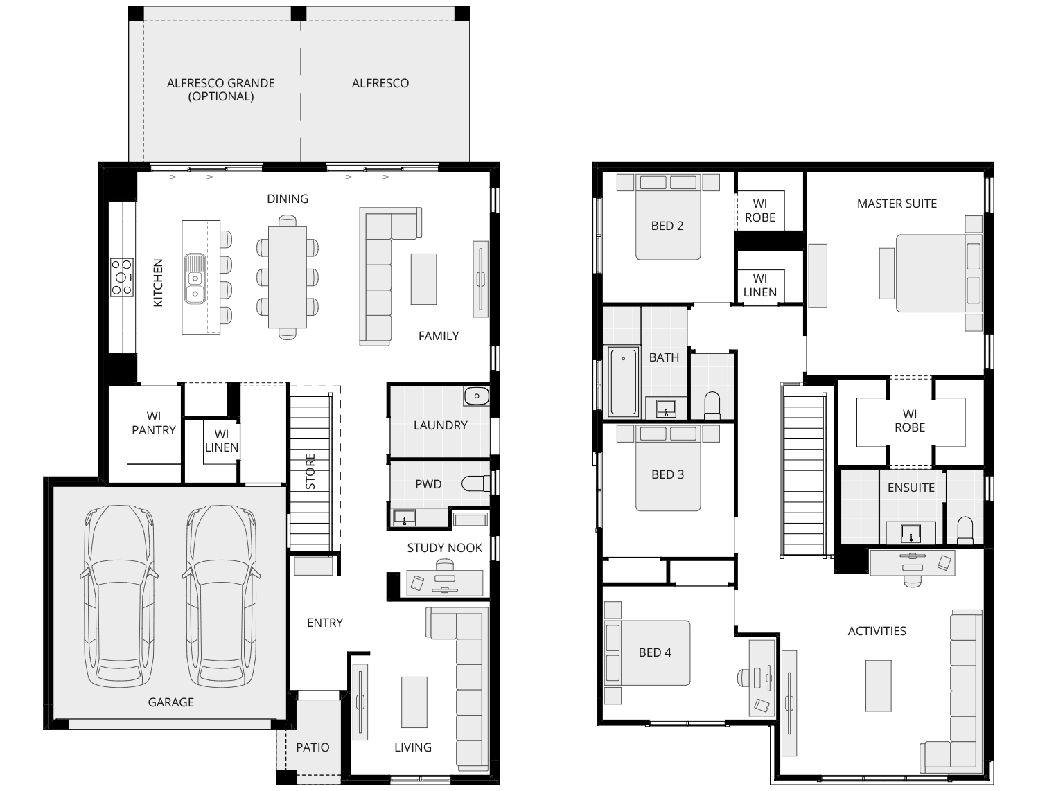 Enzo Two - Essence floorplan rhs two storey home design essence enzo two floorplan rhs
