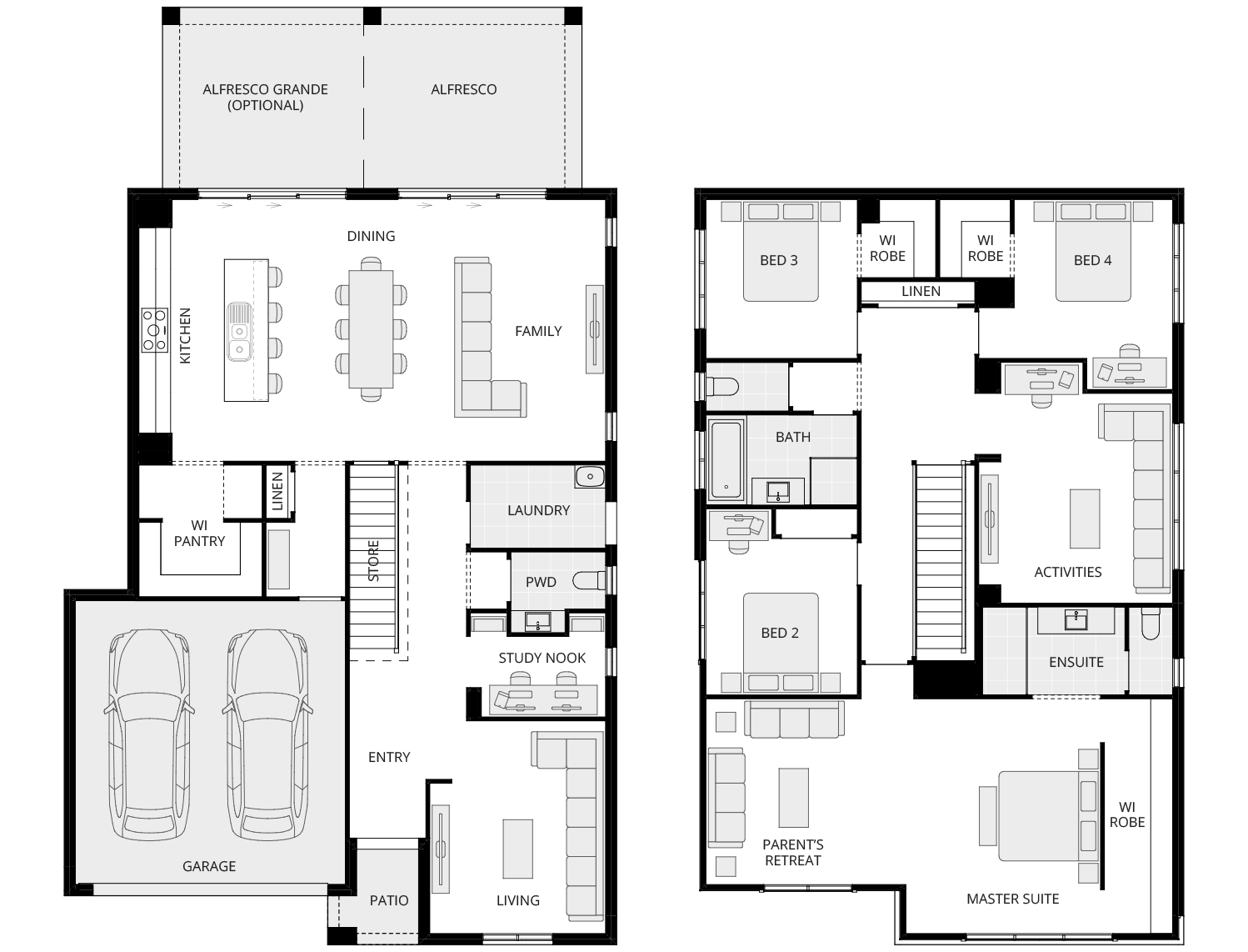 Enzo Three - Essence floorplan rhs two storey home design essence enzo three floorplan rhs