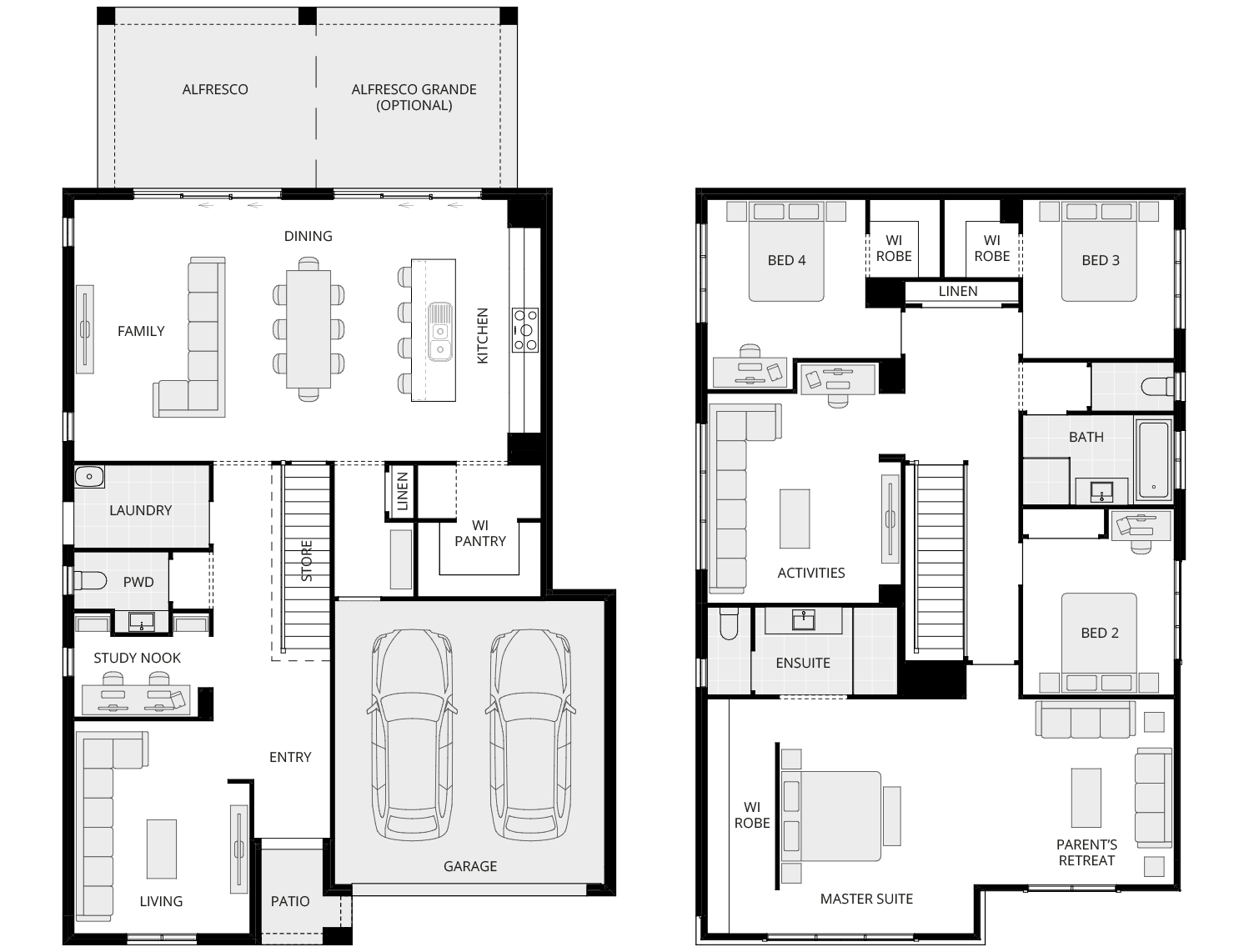 Enzo Three - Essence floorplan rhs two storey home design essence enzo three floorplan rhs
