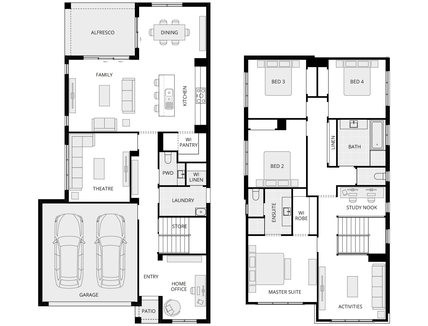 two storey home design discovery fontana one floorplan rhs