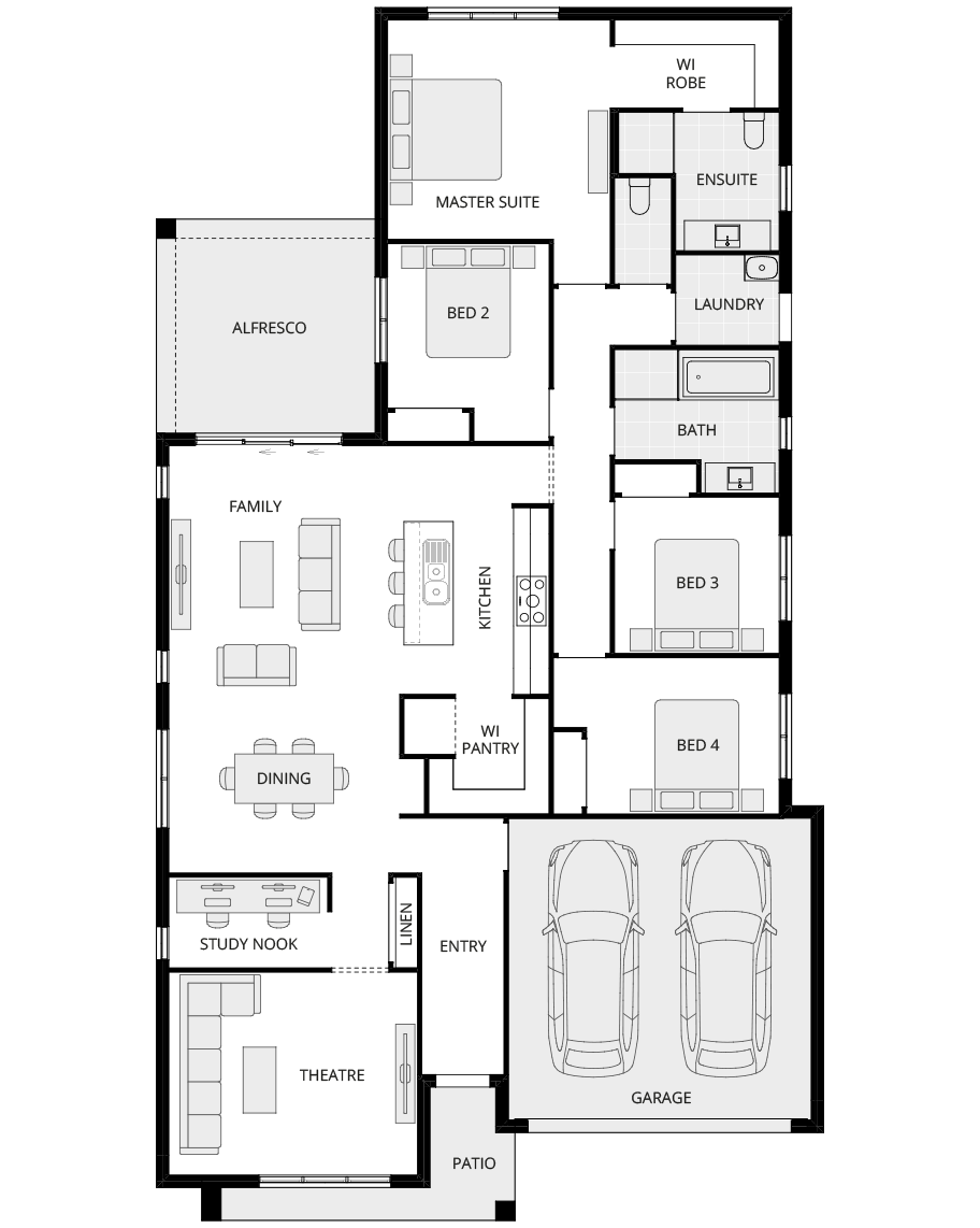 single storey home design ibiza two essence floorplan rhs