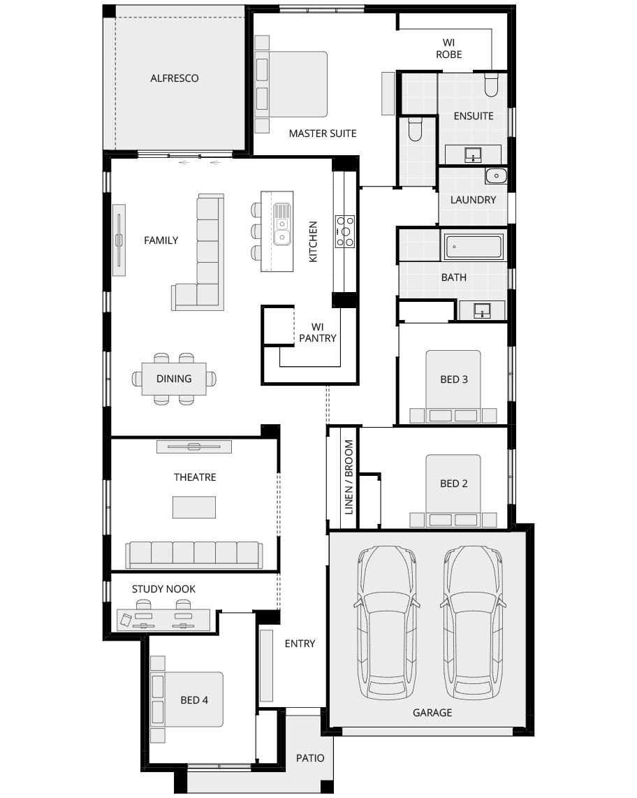 single storey home design essence ibiza three standard floorplan rhs