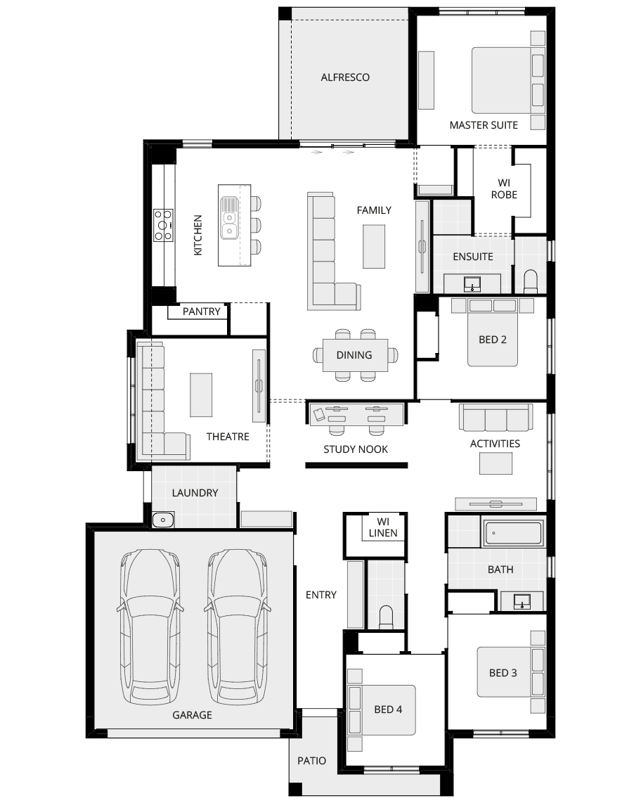 Portillo One - Everyday standard floorplan lhs single storey home design everyday portillo one floorplan lhs
