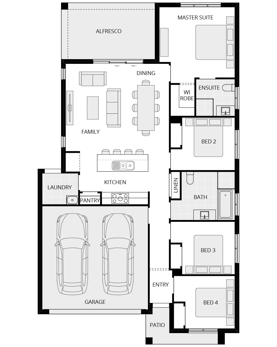 single storey home design essence porto one floorplan rhs