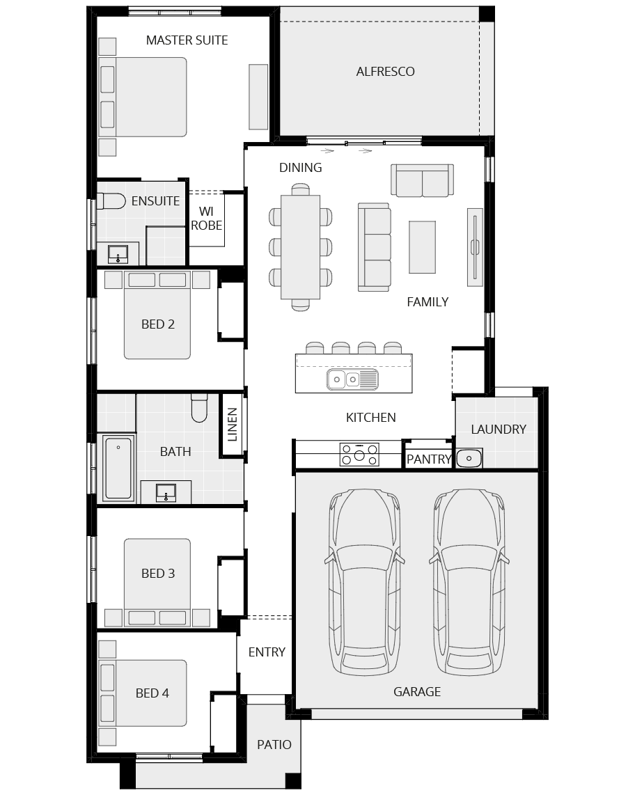 single storey home design essence porto one floorplan rhs