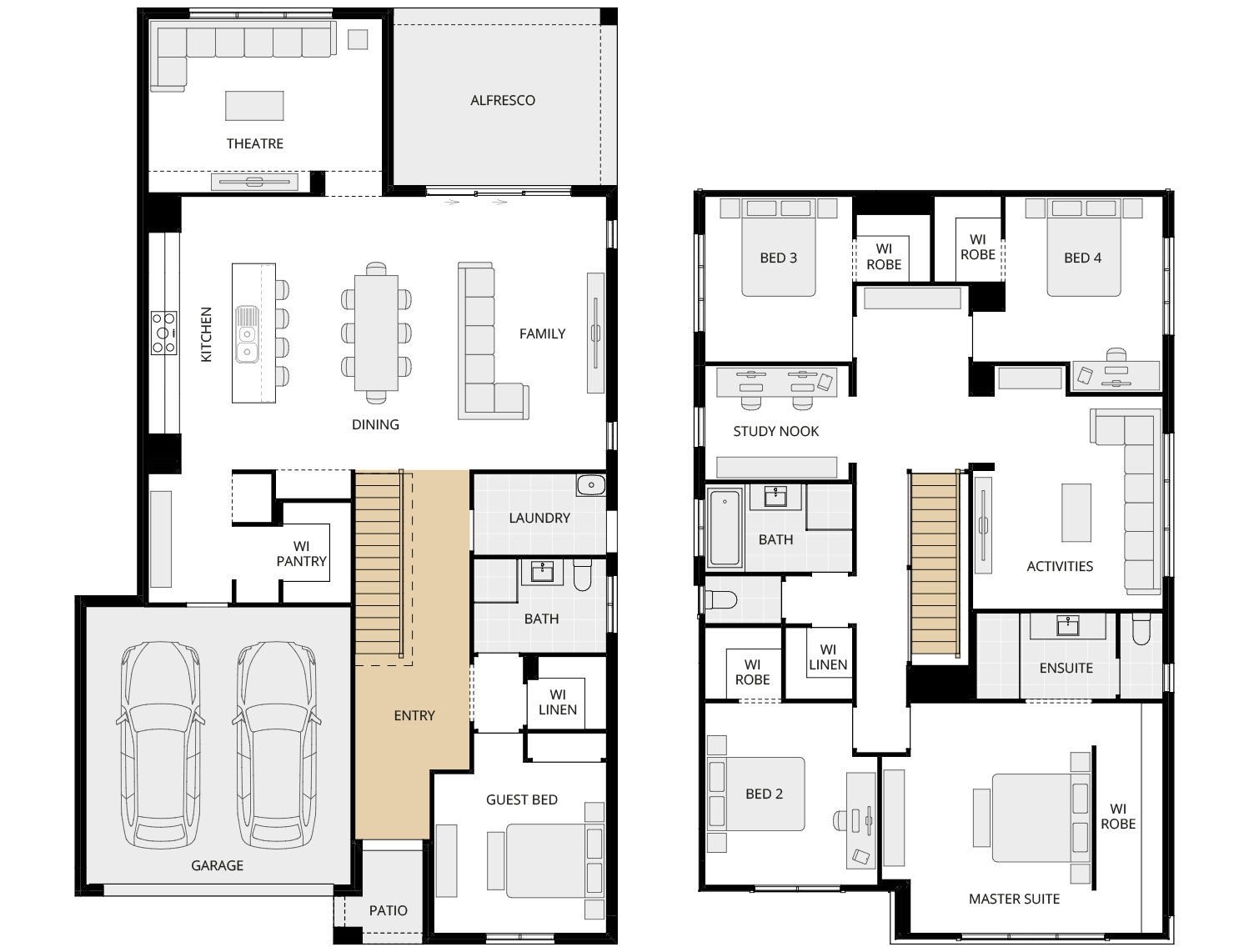 two storey home design essence enzo three option floorplan open stiarcase rhs two storey home design essence enzo three option floorplan open stiarcase rhs
