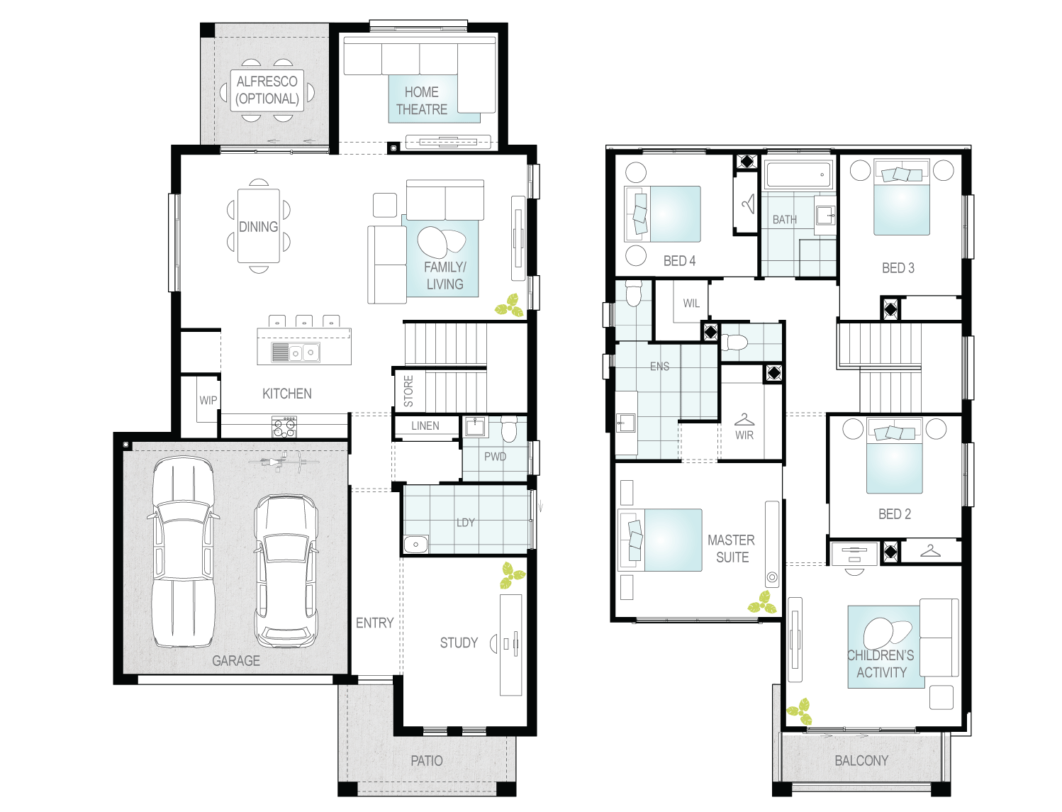 Valiente Two LHS Floor Plan Two Storey Home