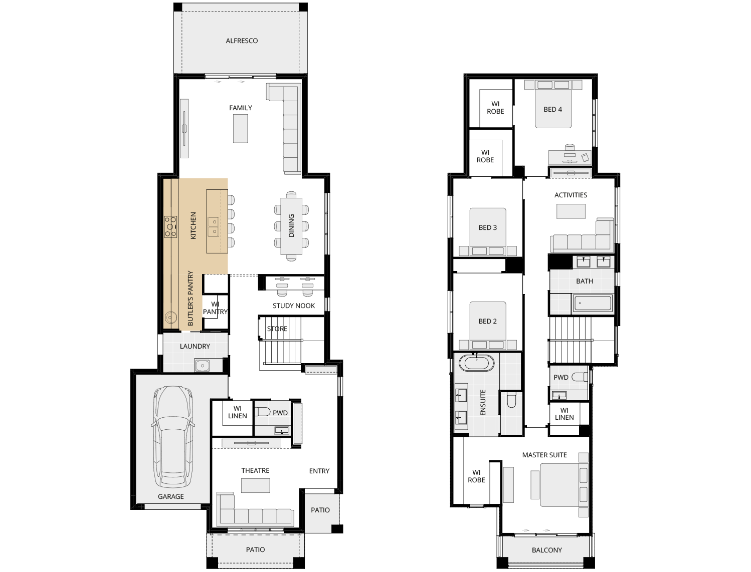 two storey home design aria 31 one option floorplan alternate kitchen b butlers pantry rhs