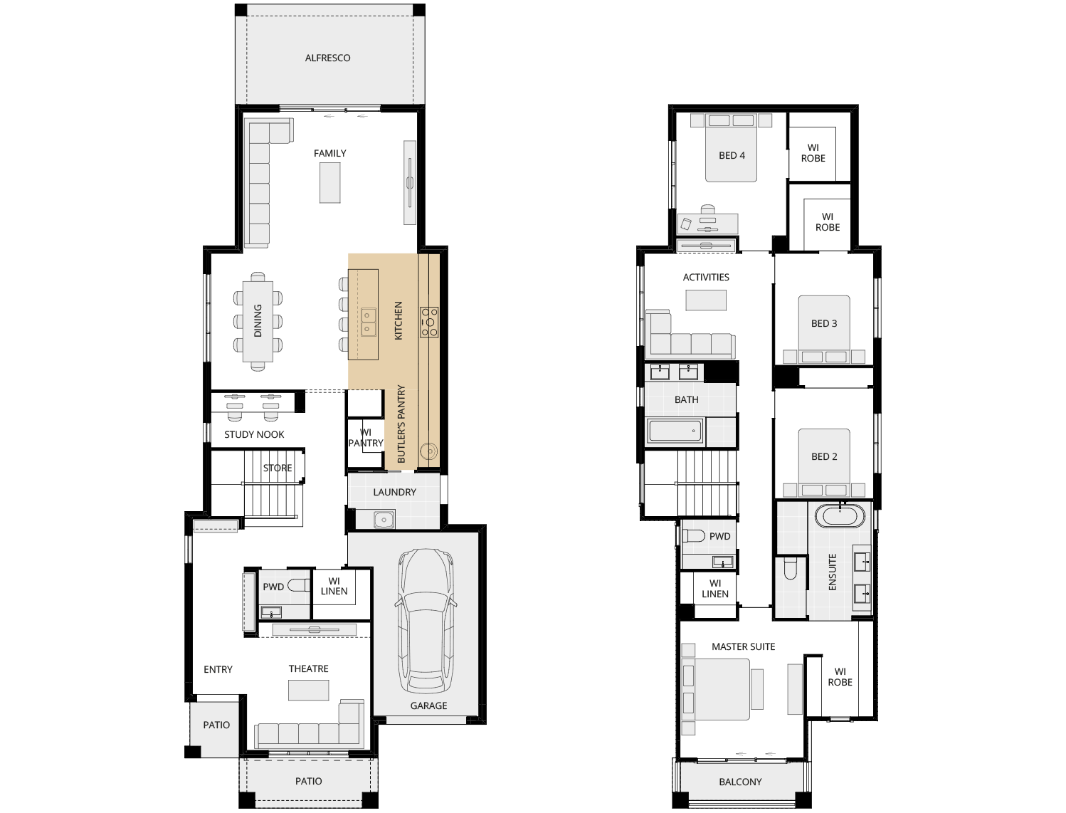 two storey home design aria 31 one option floorplan alternate kitchen b butlers pantry rhs