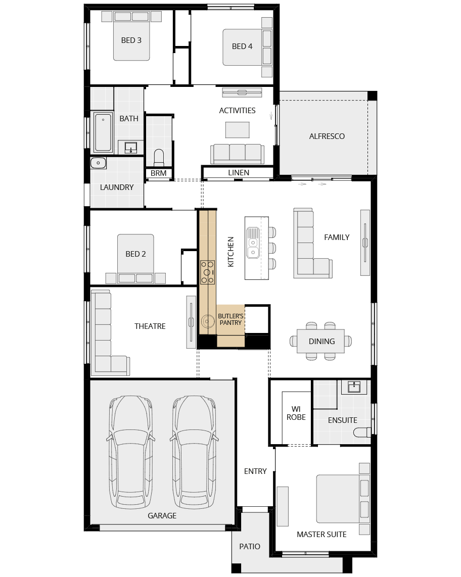 single storey home design essence almeria three butler's pantry oprion floorplan rhs