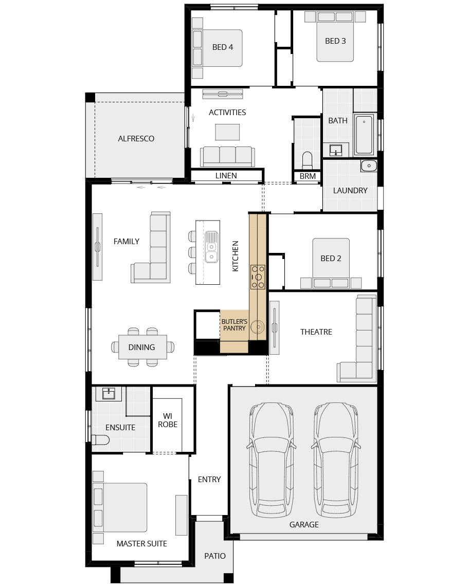 single storey home design essence almeria three butler's pantry oprion floorplan rhs