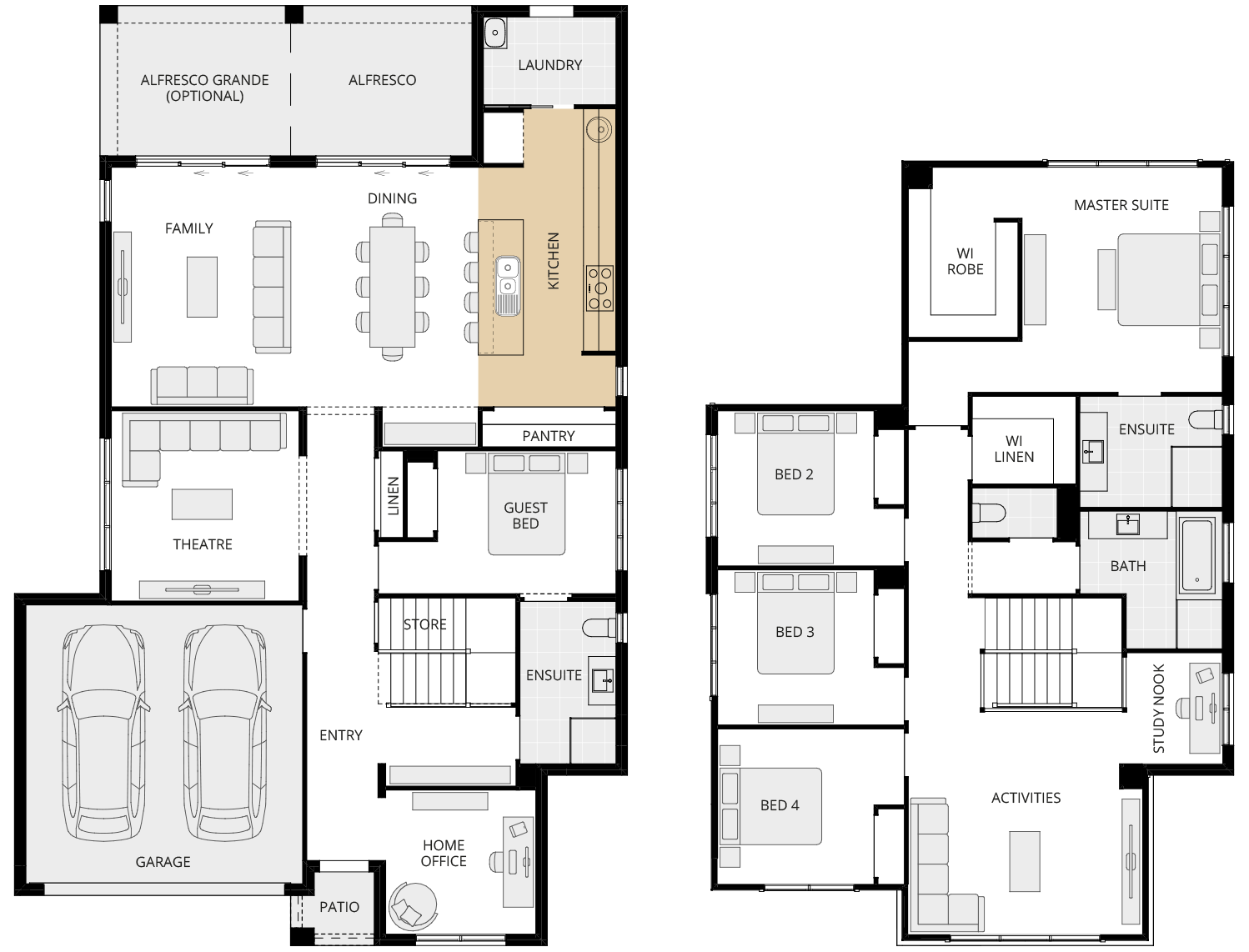 two storey home design everyday amaya one option floorplan alternate kitchen rhs