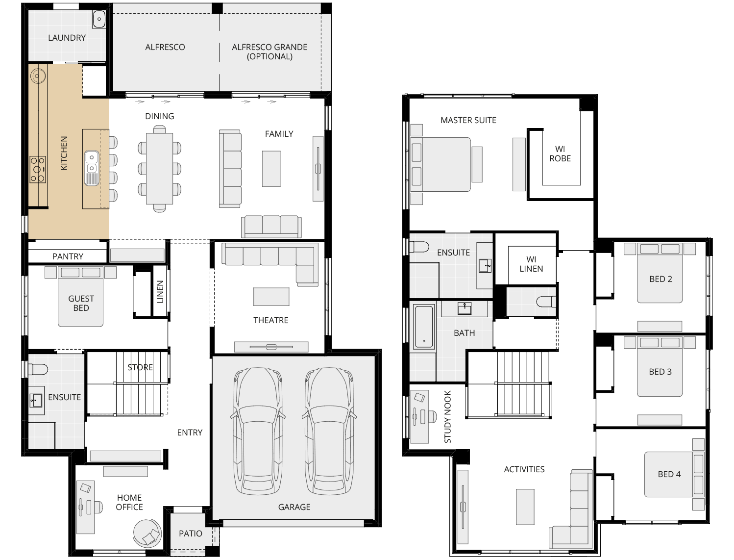 two storey home design everyday amaya one option floorplan alternate kitchen rhs