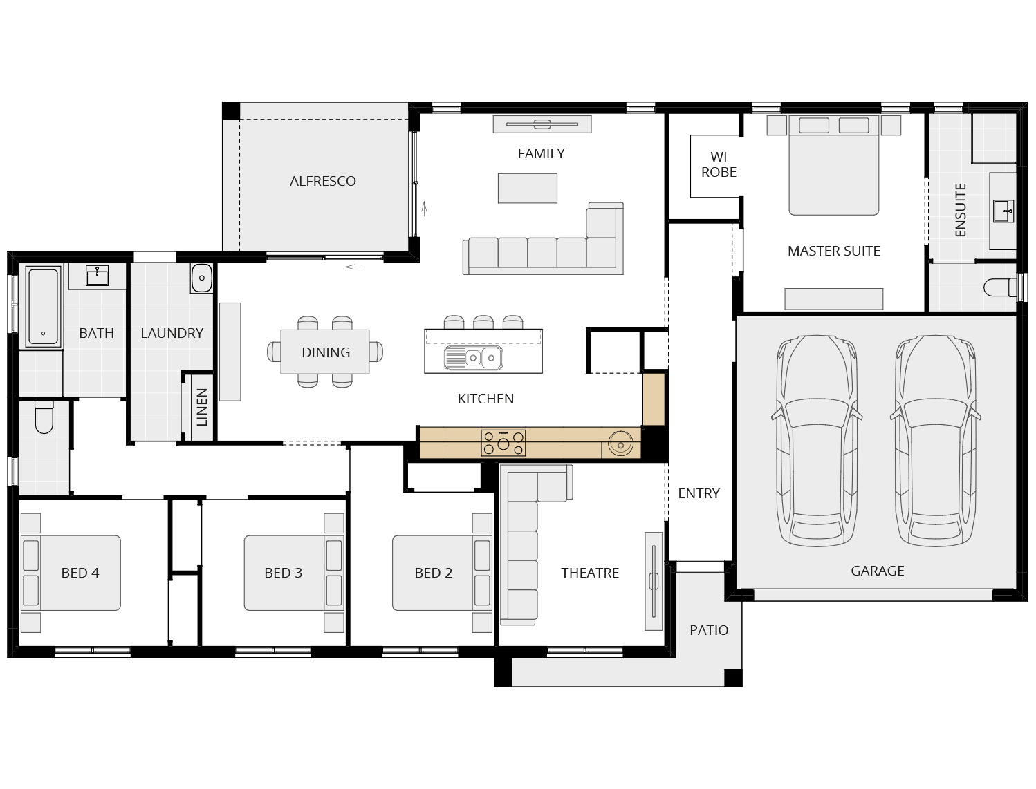 single storey home design discovery azura option floorplan alternate kitchen rhs