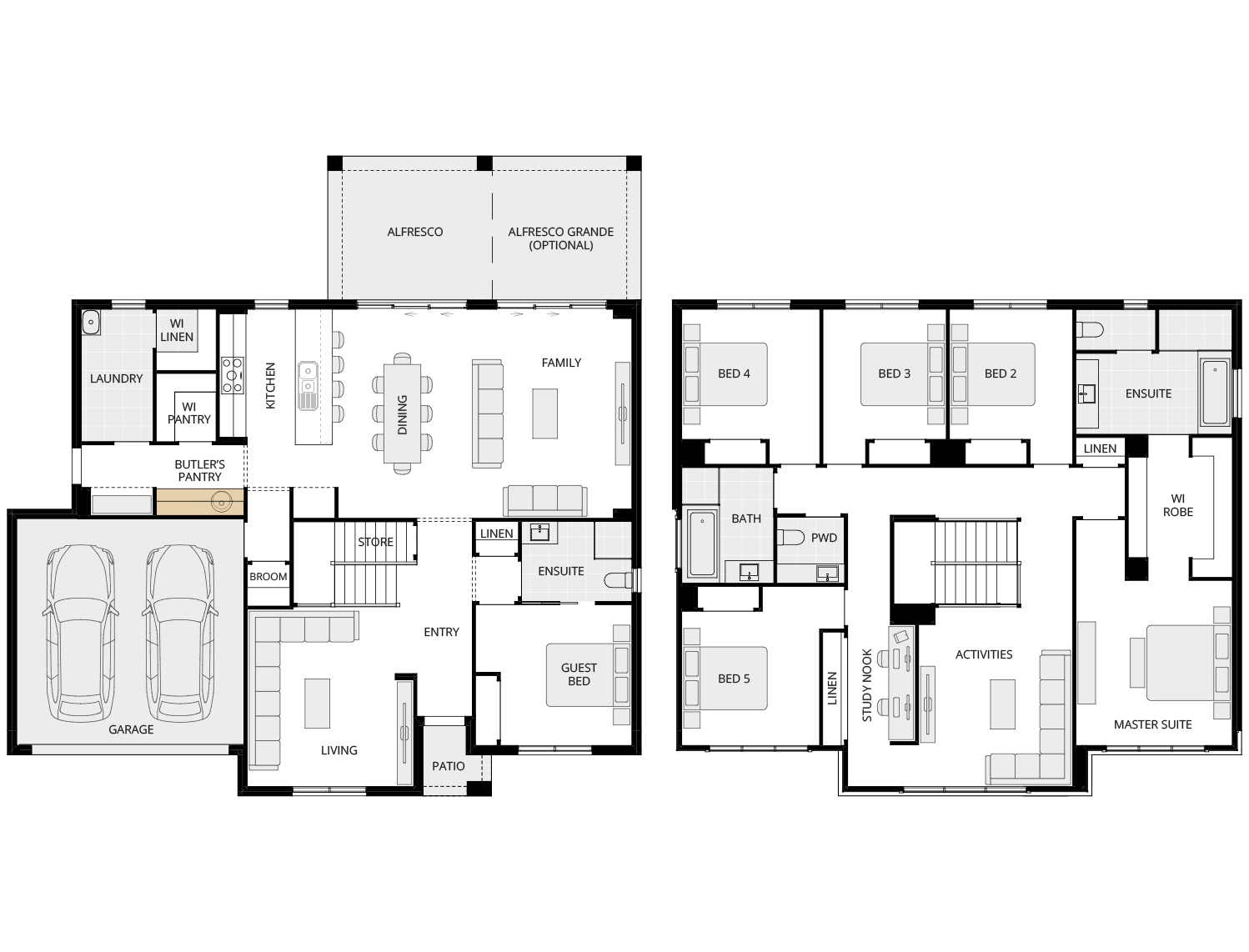 two storey home design everyday barcelona option floorplan butlers pantry rhs