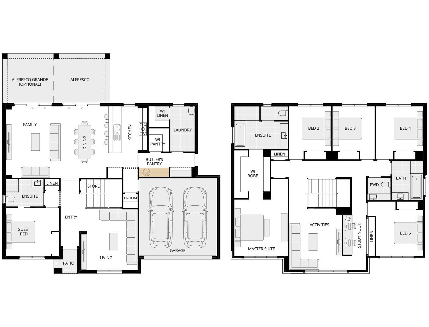 two storey home design everyday barcelona option floorplan butlers pantry rhs