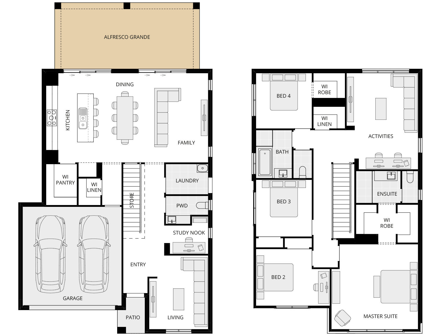 Enzo One - Essence option floorplan alfresco grande rhs two storey home design essence enzo one option floorplan alfresco grande rhs