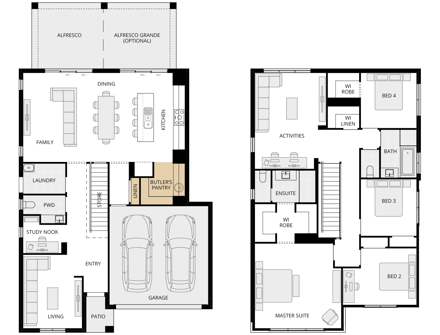 Enzo One - Essence option floorplan butlers pantry rhs two storey home design essence enzo one option floorplan butlers pantry rhs