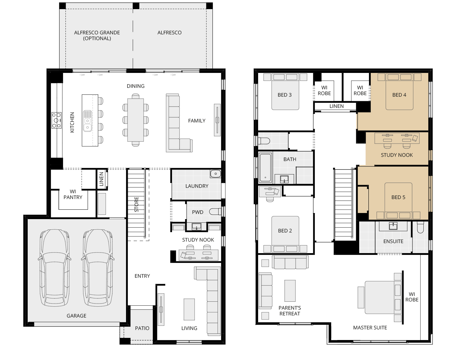 Enzo Three - Essence option floorplan fifth bed and study nook ilo activities rhs two storey home design essence enzo three option floorplan fifth bed and study nook rhs