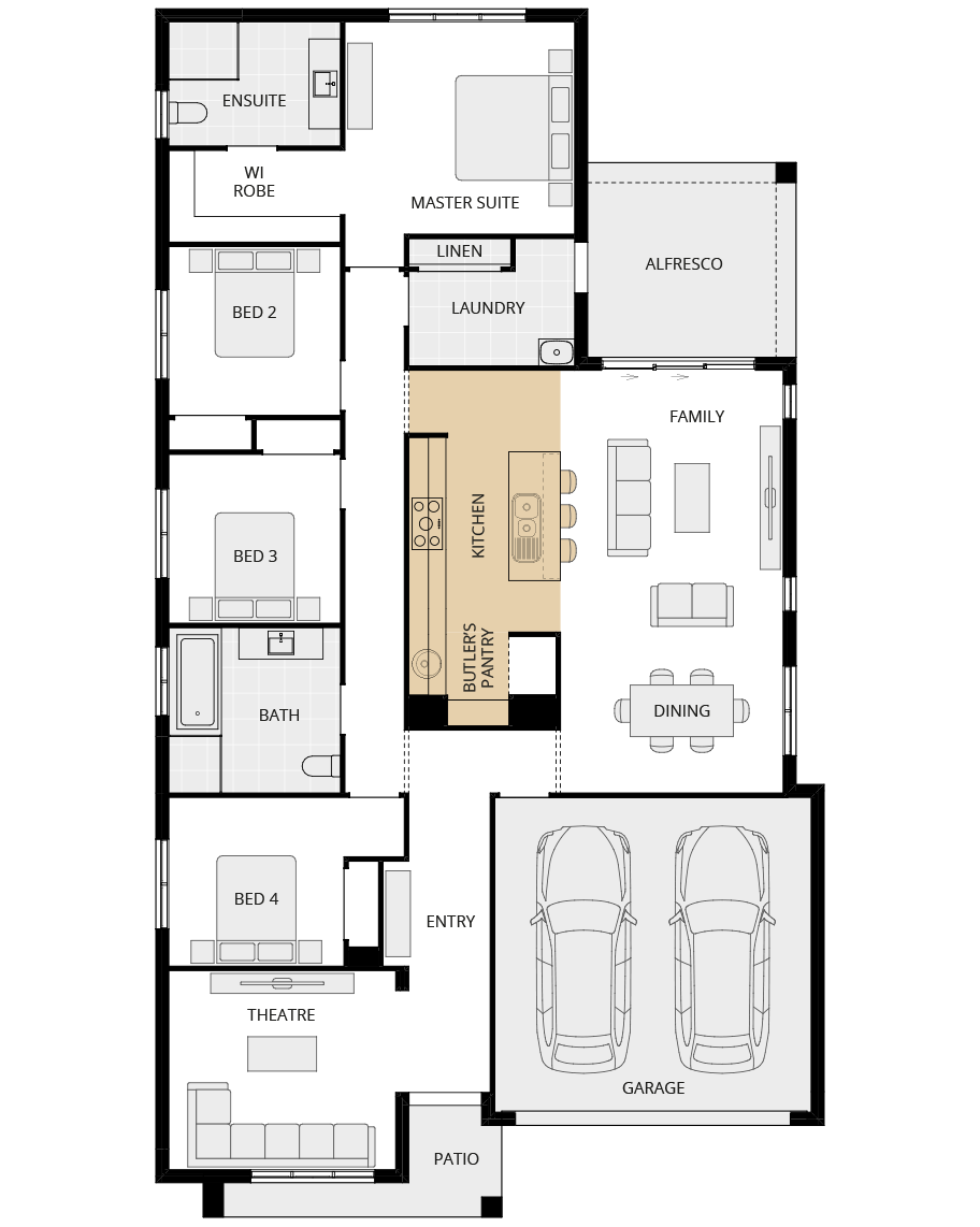 single storey home design ibiza one option floorplan butlers pantry rhs
