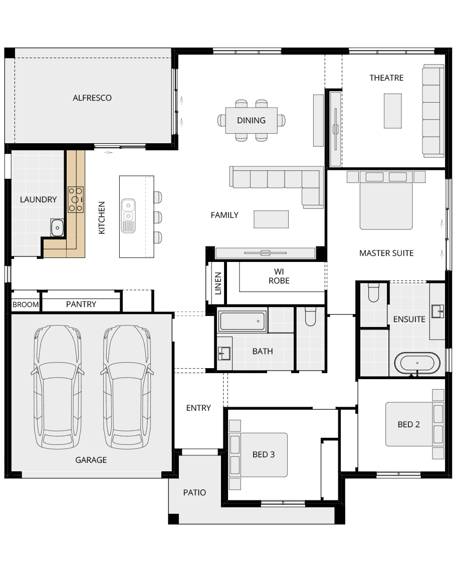 single storey home design everyday lisbon option floorplan alternate kitchen layout rhs