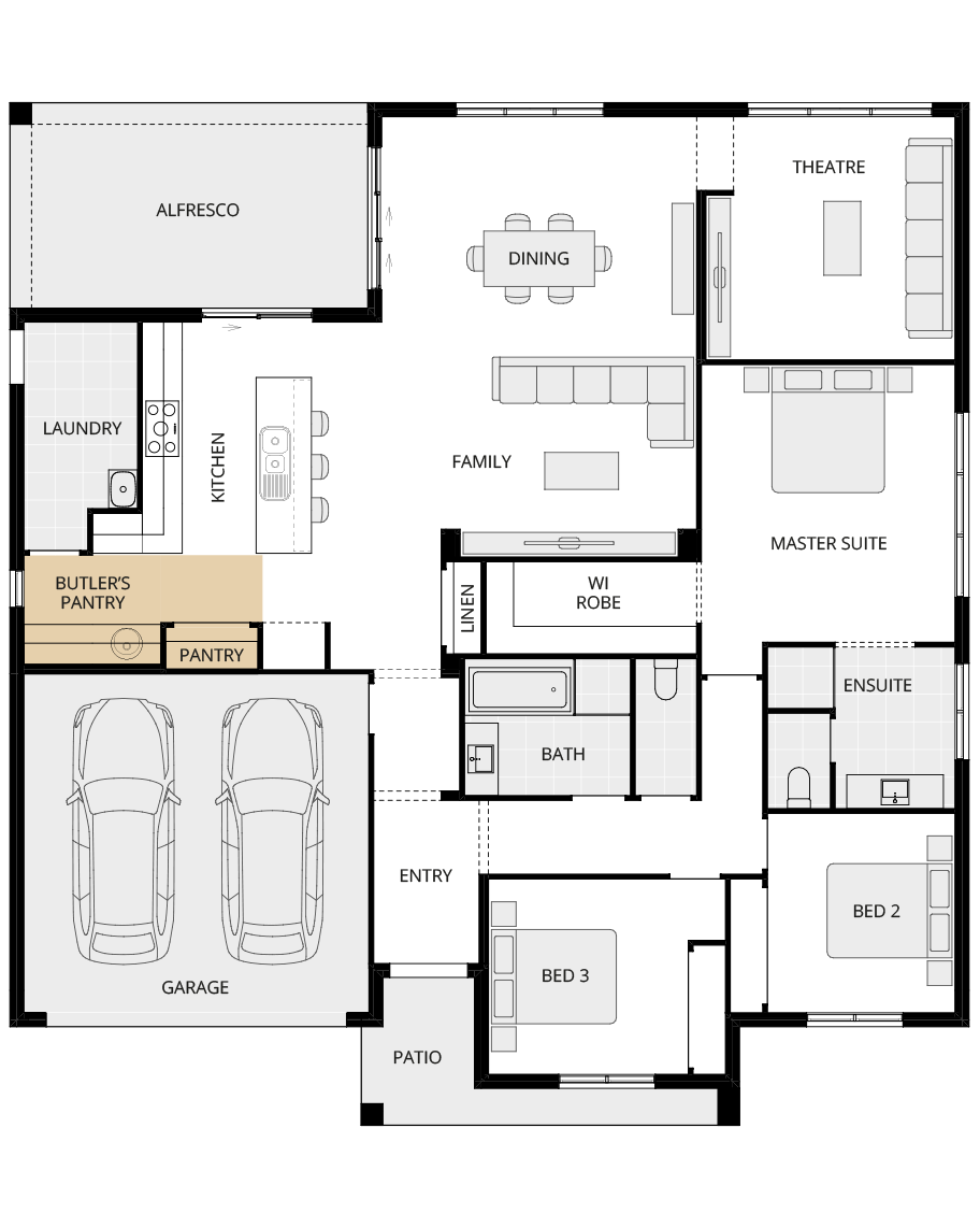 single storey home design everyday lisbon one option floorplan butlers pantry rhs