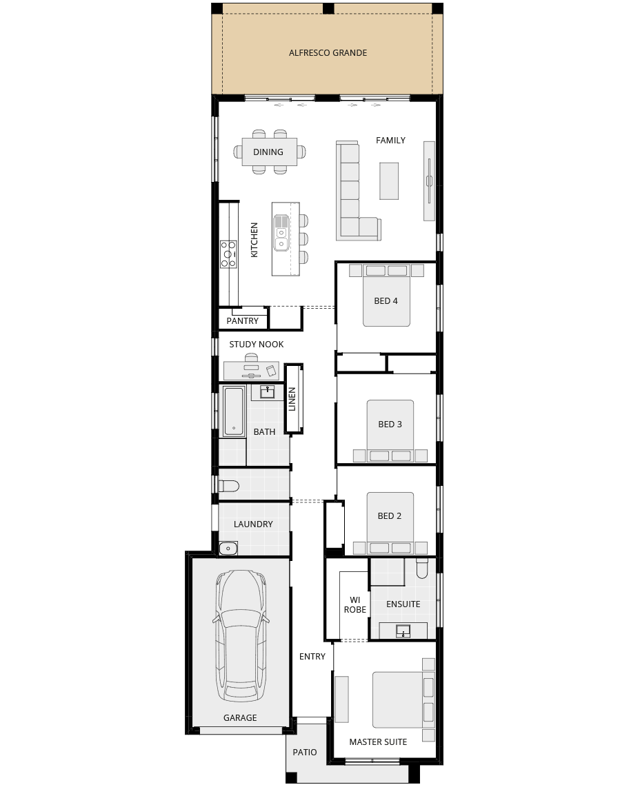 single storey home design essence ravello one option floorplan alfresco grande rhs